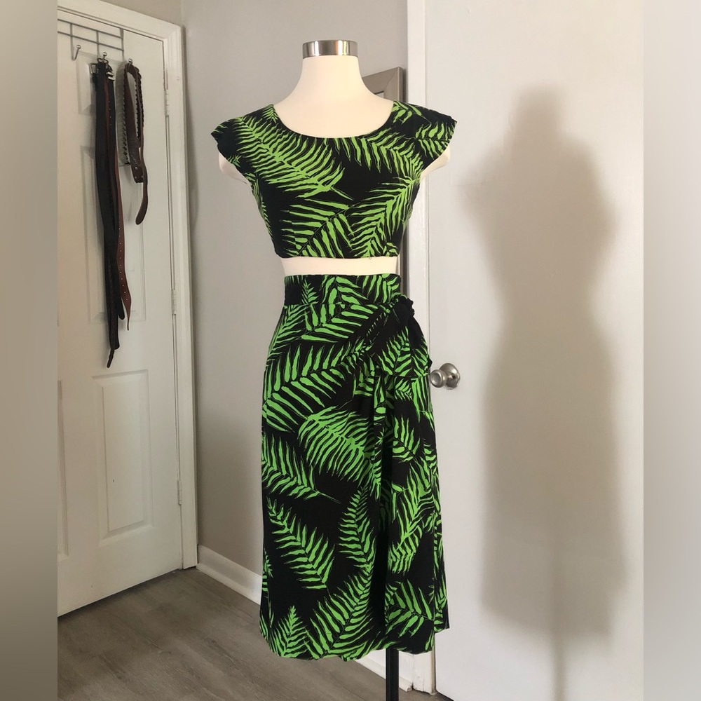Trashy Diva Ferns cropped top and pencil skirt set